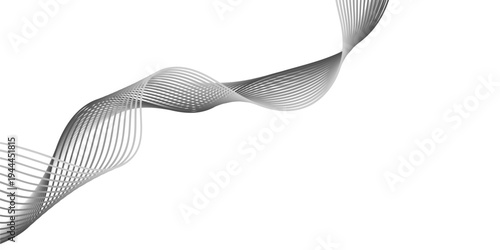 An abstract 3d illustration featuring a black and white ribbon background with isolated metal kitchen utensils including a steel knife and sharp tool equipment