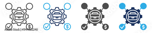 business model icon set multi concept