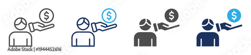employee wages icon set multi concept