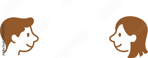 Man and woman silhouette heads talking, blank thought bubble, conversation, communication, psychology, mental health, vector