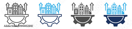 infrastructure development icon set multi concept
