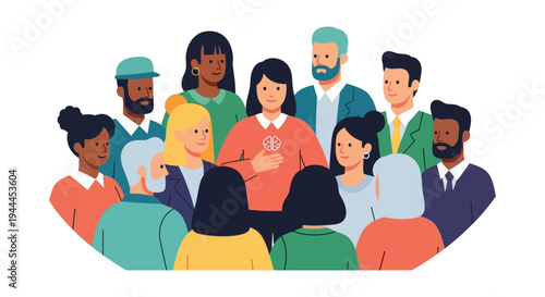 Diverse Group with Brain Icon: Mental Health Awareness, Collaborative Thinking & Community Support