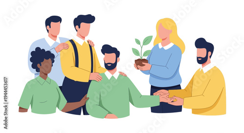 Diverse Team Collaboration Fostering Business Growth, Partnership, and Sustainability. Group Supporting New Initiatives and Shared Success.