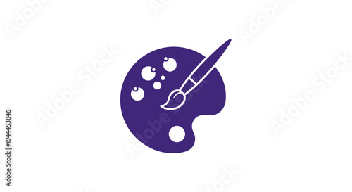 A simple purple icon depicting an artist's palette with a paintbrush, symbolizing creativity and artistic expression.