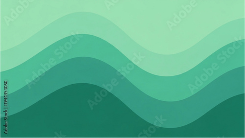 Wavy green lines illustrate natural landscape environment with abstract graphic elements