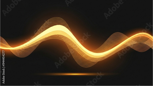 Glowing orange wave flows across dark space with vibrant light