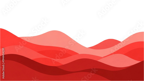 Vibrant red waves undulate across a digital landscape with varying tones