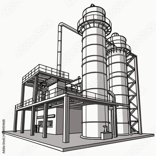 Industrial facility with cylindrical tanks infrastructure