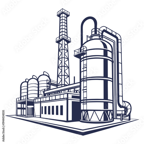 Industrial Facility with Large Cylindrical Tanks factory