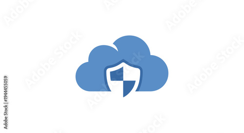 Blue Cloud Shield Security Protection Icon.