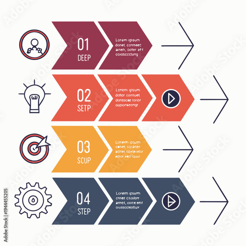 Infographic template with four steps and business process