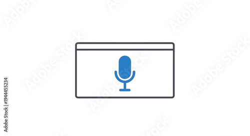 Blue Microphone Icon Simple Design Element.