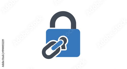 Blue Padlock with Open Shackle Icon.