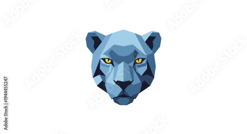 Blue Panther Face Closeup Illustration.