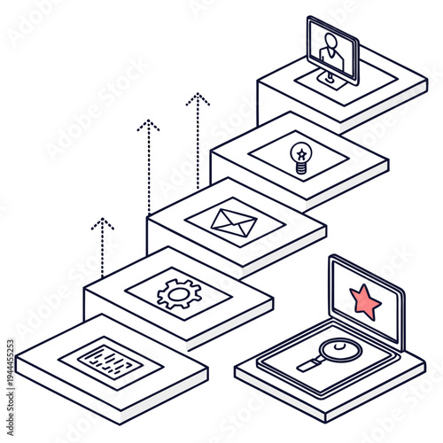 Infographic Blocks with Digital computer email