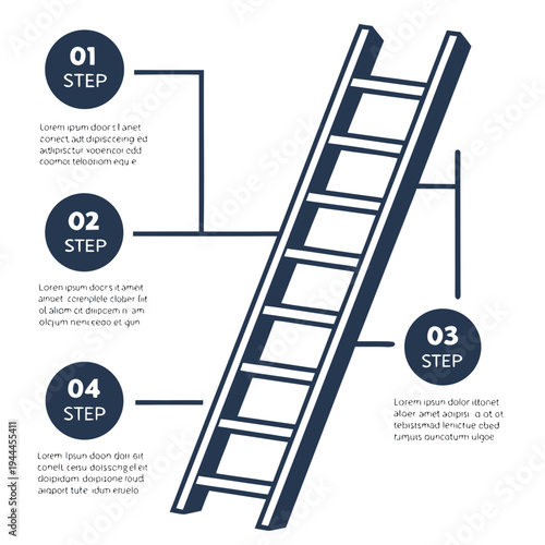 Infographic template with ladder and four steps business