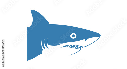 Blue Shark Head Side View Illustration.