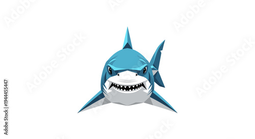 Blue shark toy with sharp teeth.