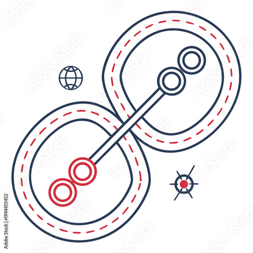 Infinity loop road with gear and navigation transportation