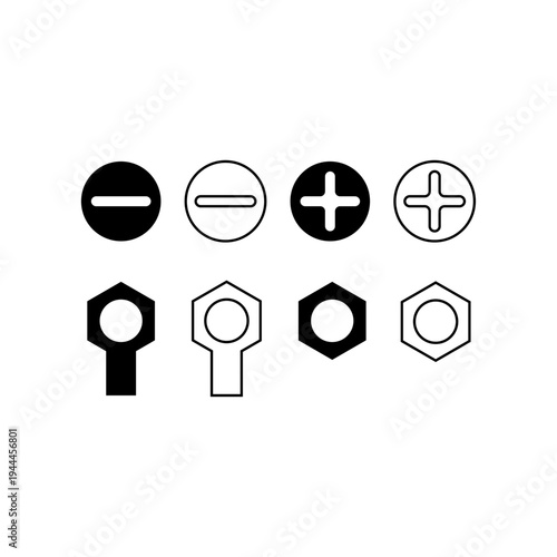Illustration of a simple flat screw and bolt