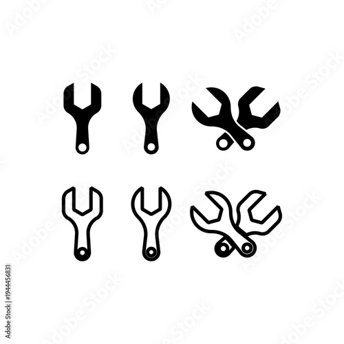 Set of simple wrench illustrations