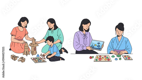 Playful Moments: A heartwarming scene unfolds as a mother engages in various activities with their child. From building blocks to story time, these tender moments showcase the simple joys of life.