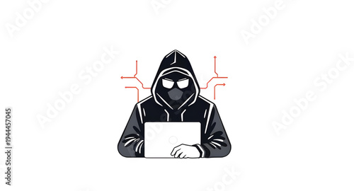 hacker silhouette icon vector illustration isolated on white background design, hooded hacker icon illustration for cybersecurity and hacking concept design, hacker silhouette vector icon for digital 