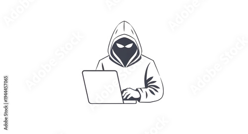 hacker silhouette icon vector illustration isolated on white background design, hooded hacker icon illustration for cybersecurity and hacking concept design, hacker silhouette vector icon for digital 