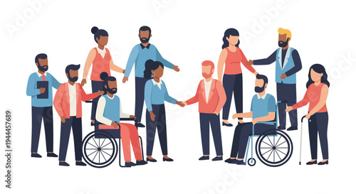Diverse & Inclusive Group: Professionals, People with Disabilities, Collaboration, and Equality. A Community of Unity and Support