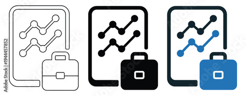 Business Analytics Report and Professional Portfolio Icon Vector, briefcase and report symbol for corporate data analysis