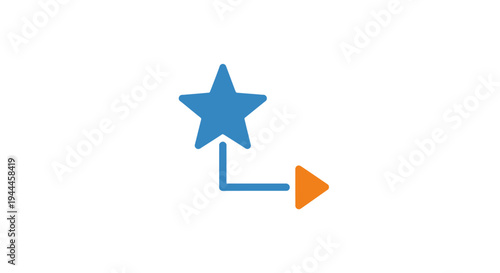 Blue star with orange arrow.