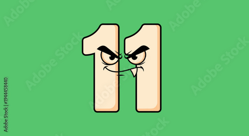 Angry Cartoon Number Eleven Concept