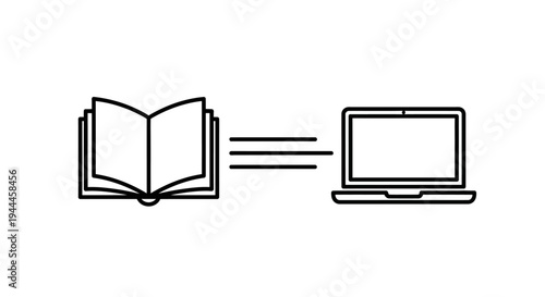 Book Equals Laptop Digital Concept.