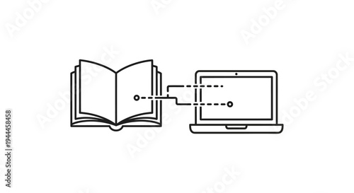 Book and laptop digital connection.