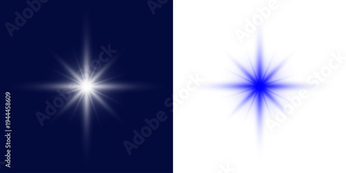 Abstract glowing star light flare radiant rays sparkle flash shining optical lens effect bright energy vector illustration