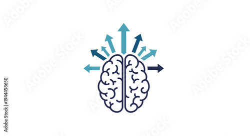 Brain with colorful arrows coming out.