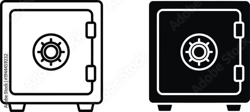 Security safe box icon, outline and solid, represents protection and financial safety