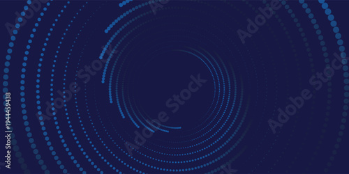 Circle gradient dark blue technology background. Geometric shapes radial connections