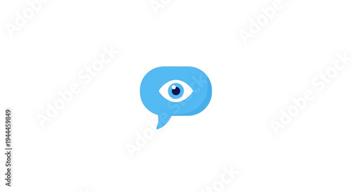 Blue speech bubble with eye.