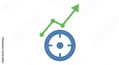 Blue target with green growth arrow.