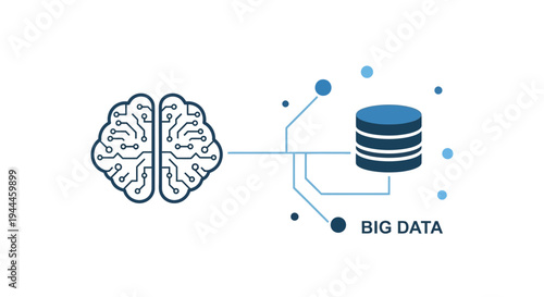 Brain connected to big data storage.