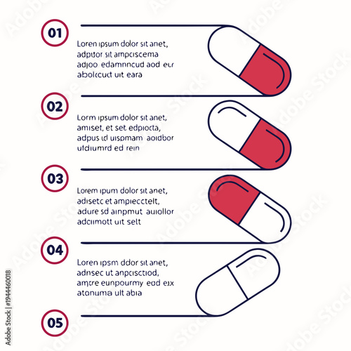 Numbered Capsules with Placeholder Text numbered steps