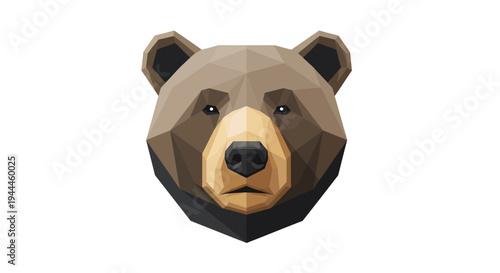 Brown bear head in geometric shapes.
