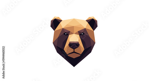 Brown bear head in geometric style.