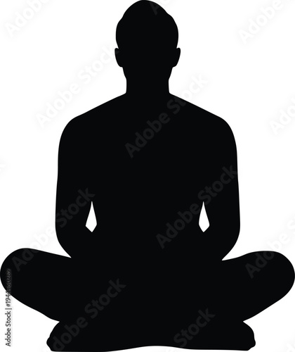Silhouette of a person sitting in a meditative lotus position