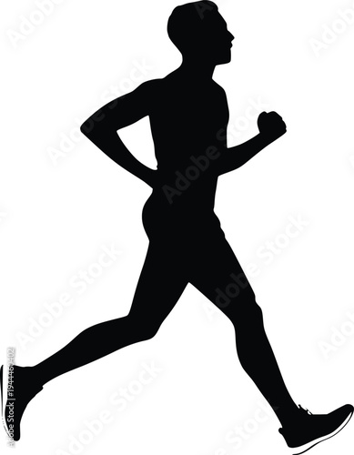 Silhouette of a person running in athletic gear with focused determination