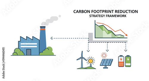 Carbon Footprint Reduction Strategy Framework Illustration.