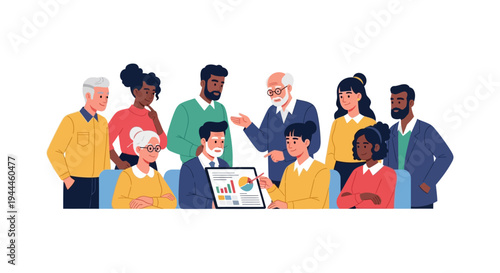 Diverse Business Team Analyzing Data and Collaborating on Project Strategy