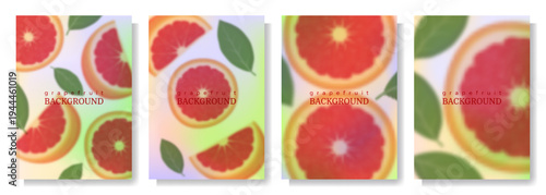 A Set of Bright Summer Backgrounds with Juicy Grapefruits