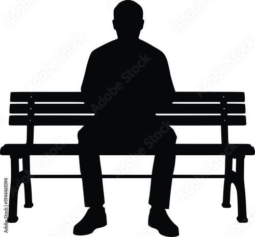 Silhouette of a person sitting alone on a park bench in contemplation